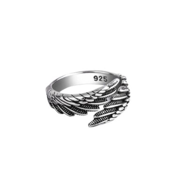 Thai Silver Feather Wings Silver Color Resizable Opening Ring - Picture 2 of 6